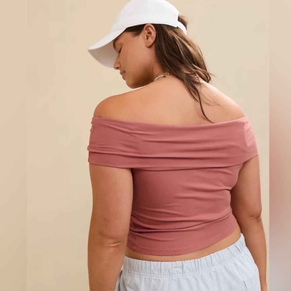 Aerie Chill Off-The-Shoulder Top Mauve Pink Size XS Soft Stretch Casual Feminine - Picture 2 of 10